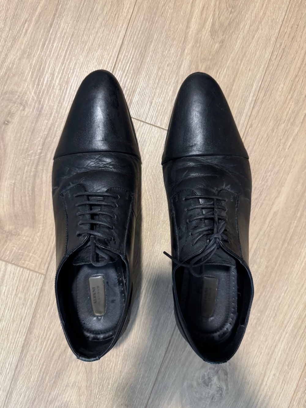 Alfani Black Leather Cap-Toe Lace-Up Oxfords Dress shoes